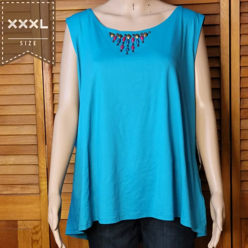 Ruby Rd. Blue Beaded Tank - Picture 1 of 1
